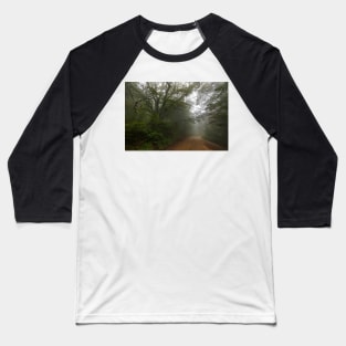 Road through misty forest Baseball T-Shirt